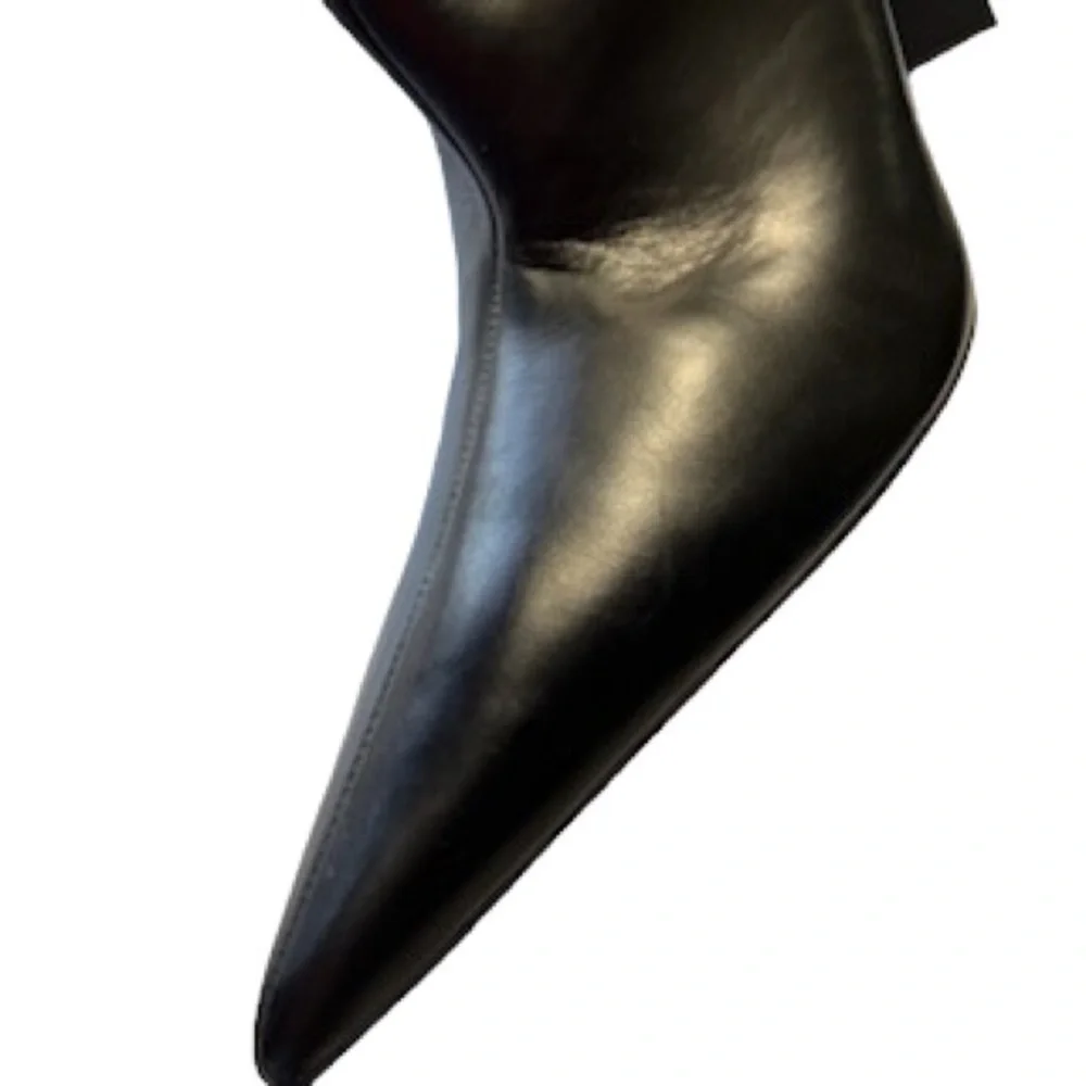 Balenziaga Boots Blade Black Leather Pointed Toe Triangle Heel Women’s Size 9 - Picture 8 of 11